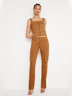 Good American twill cargo pants new